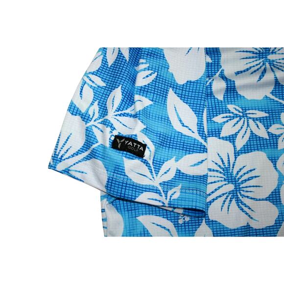 Yata golf Mens Blue leaf print Polo Size Medium - Picture 6 of 6